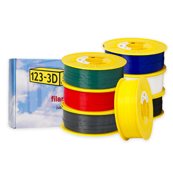 123-3D BK/W/R/BL/Y/GRY/GRE High Speed PLA filament bundle 1.75mm, 7.7kg  DFE20342 - 1