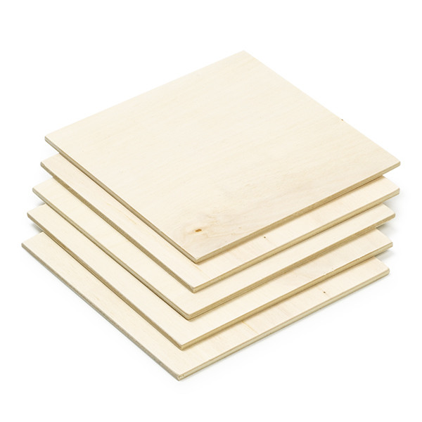 123-3D Poplar wood plates, 150mm x 150mm x 4mm (5-pack)  DAR00721 - 1