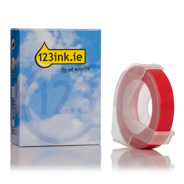 Dymo S0898150 white on red embossing tape, 9mm (123ink version)  088445 - 1