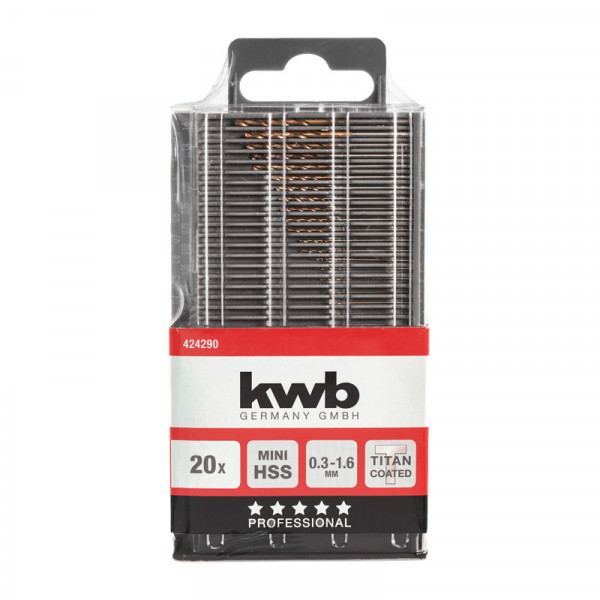 KWB HSS-M2 Titanium mini drill set, 0.3mm-1.6mm (20-pack)  DAR00633 - 1