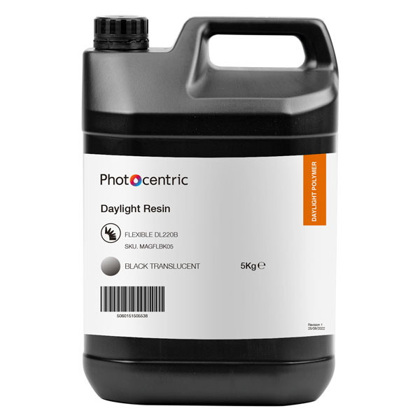 Photocentric transparent black Daylight flexible DL220B resin, 5kg MAGFLBK05 DAR00883 - 1