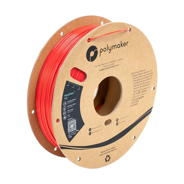 Polymaker PolyMax red Tough PC filament 1.75mm, 0.75kg PC02010 DFP14367 - 1