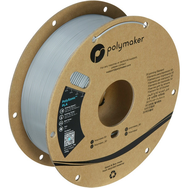Polymaker PolySonic grey PLA filament 1.75mm, 1kg PA12003 DFP14377 - 1