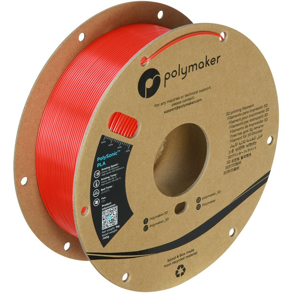 Polymaker PolySonic red PLA filament 1.75mm, 1kg PA12005 DFP14379 - 1