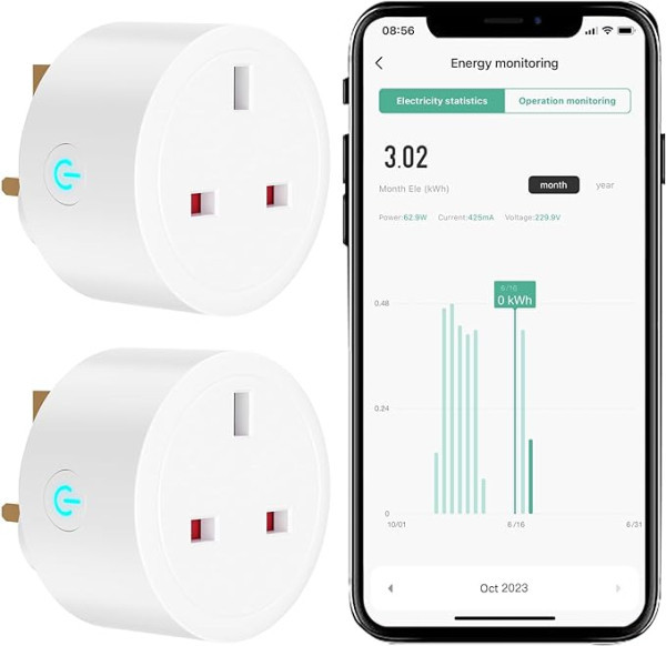 WOOX UK Smart Plugs 2-pack with energy monitor  LWO00105 - 1